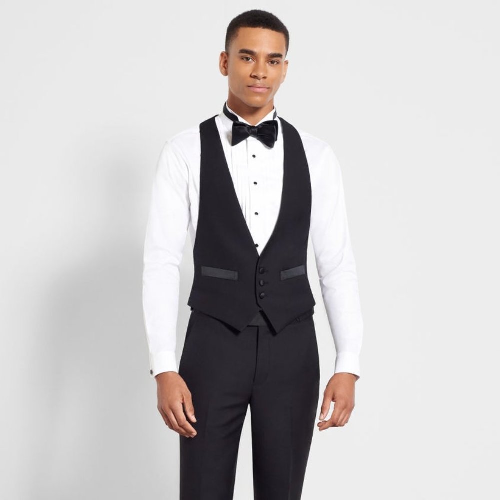 Black Low Cut Tuxedo Vest